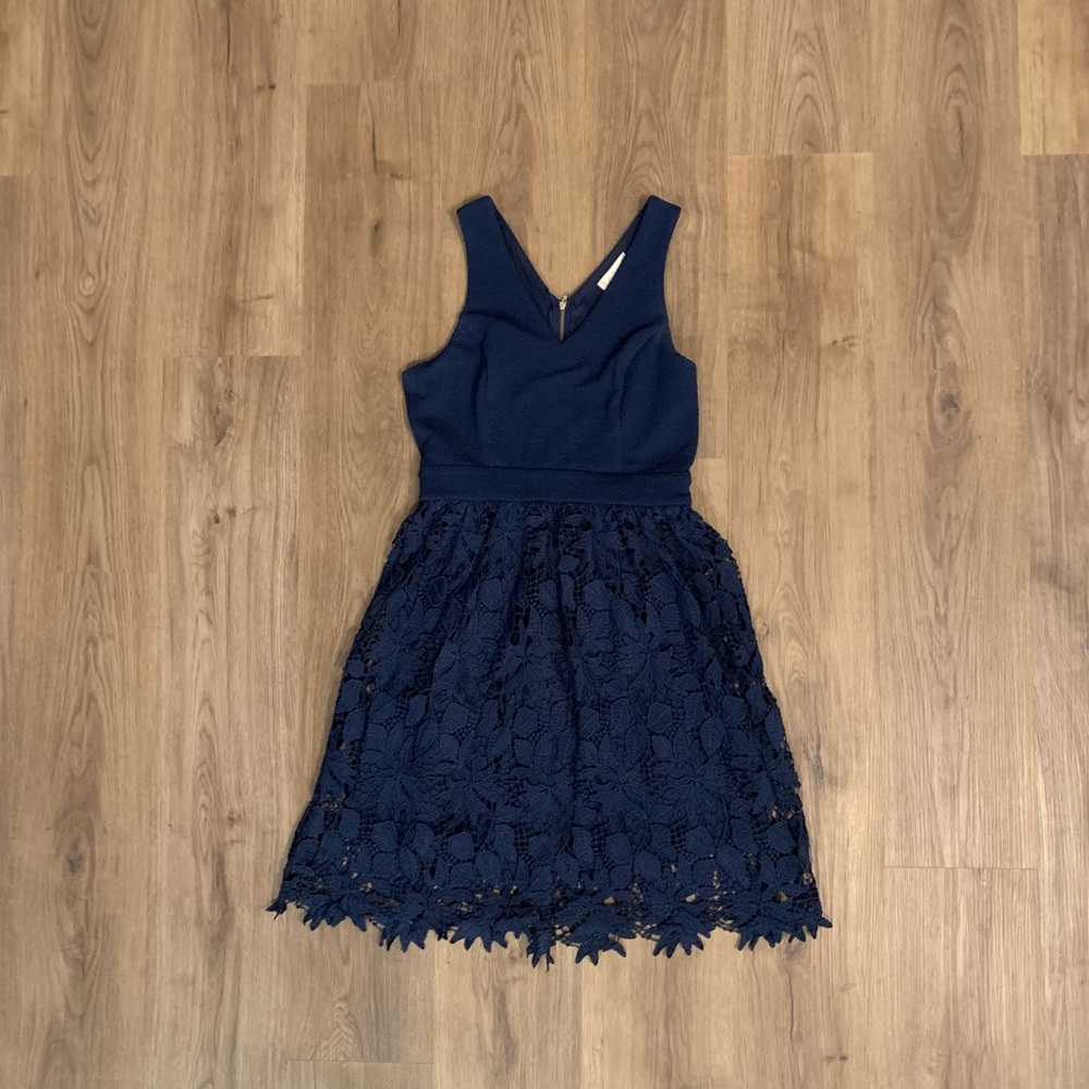 Altar’d State Navy Blue Floral Lace Dress